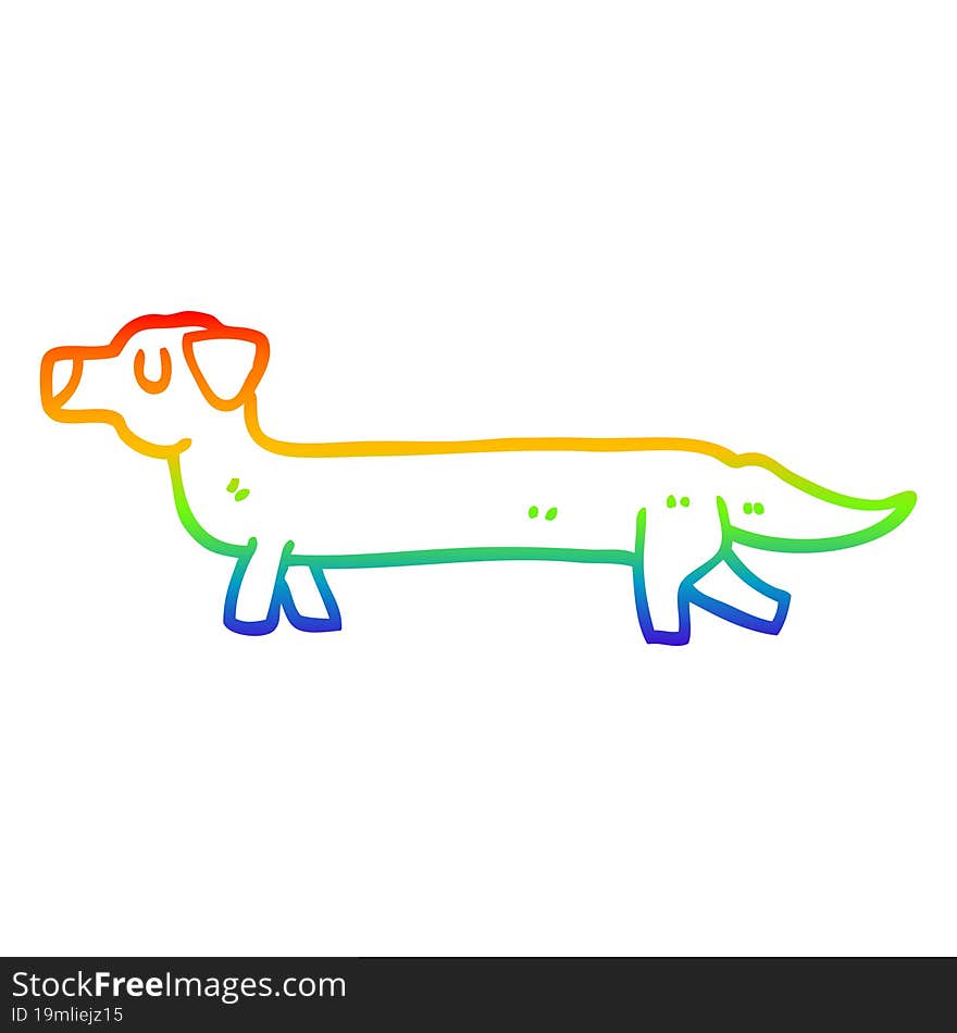 Rainbow Gradient Line Drawing Cartoon Dachshund