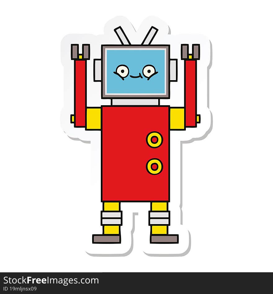 Sticker Of A Cute Cartoon Robot