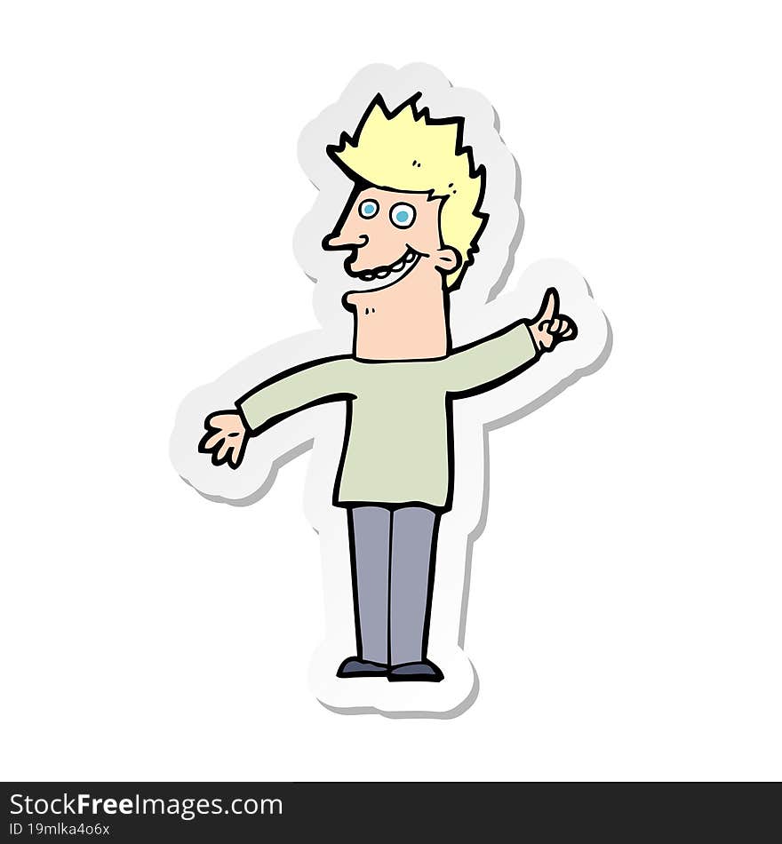 Sticker Of A Cartoon Happy Man