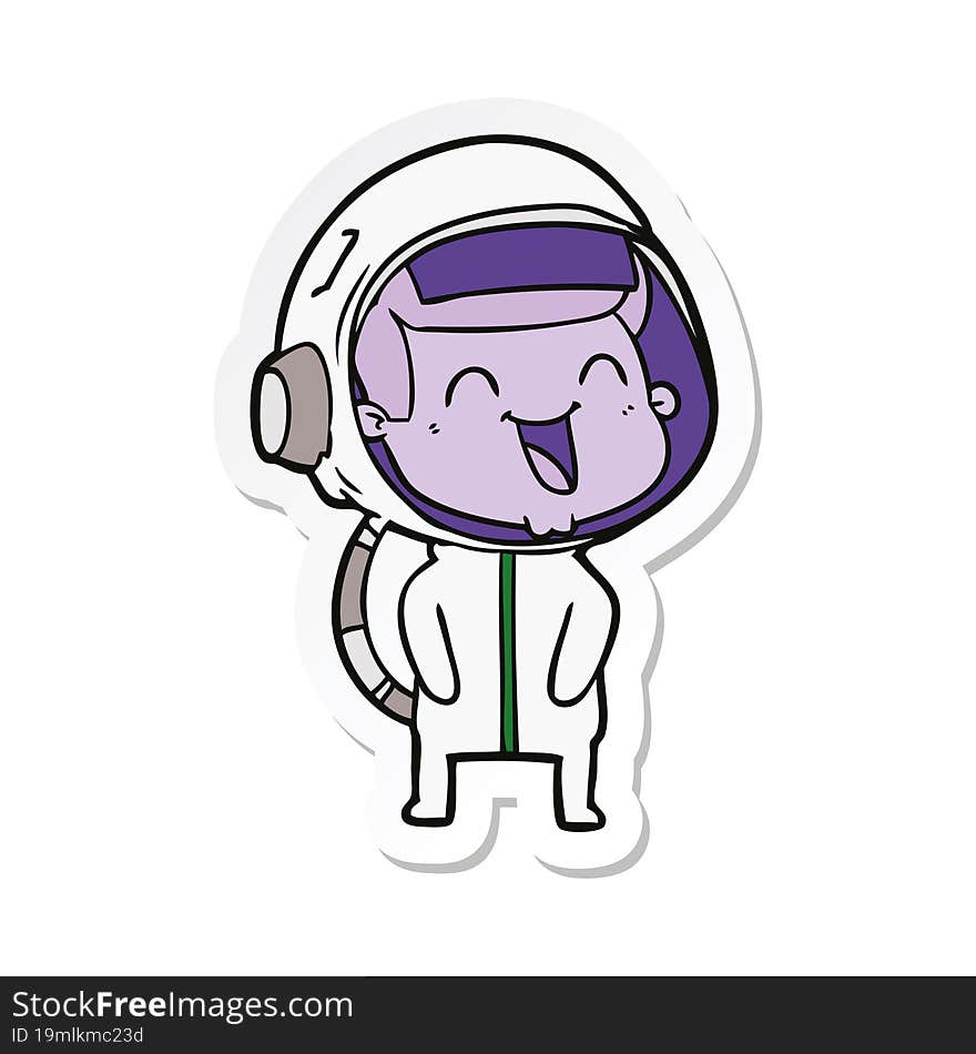 Sticker Of A Happy Cartoon Astronaut