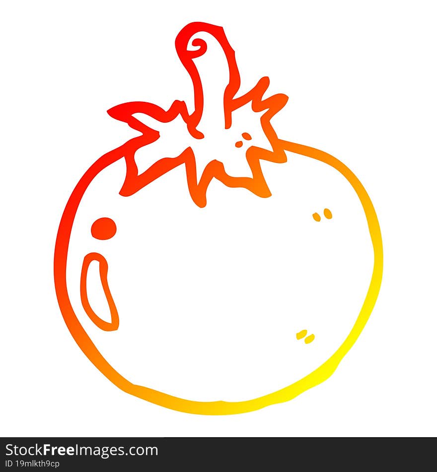 warm gradient line drawing cartoon tomato