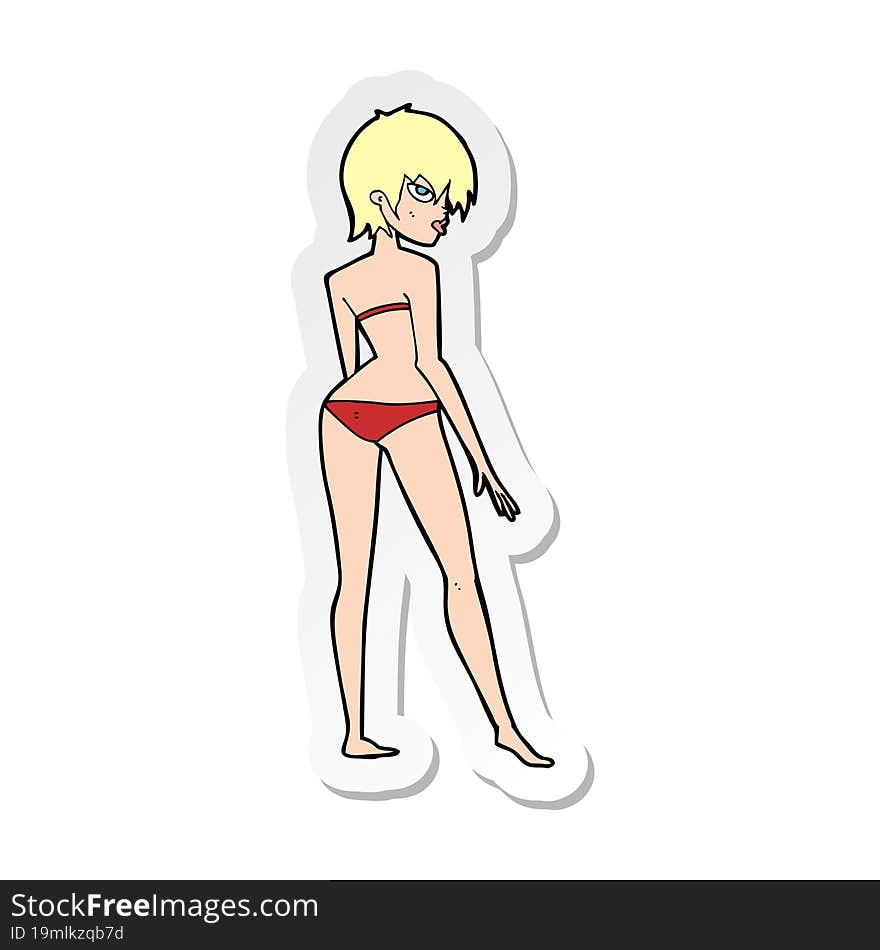 sticker of a cartoon woman in bikini