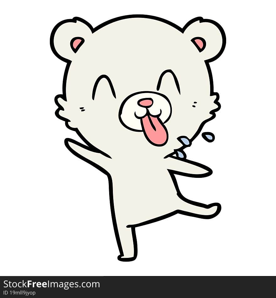 rude cartoon polar bear sticking out tongue. rude cartoon polar bear sticking out tongue