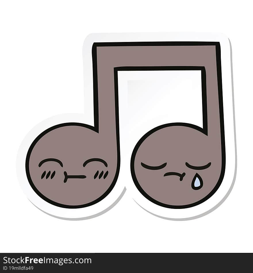 sticker of a cute cartoon musical note