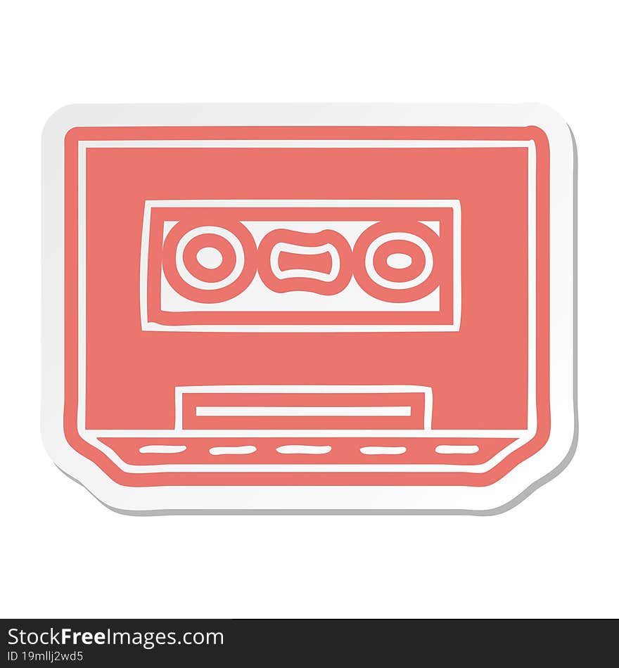 cartoon sticker of a retro cassette tape