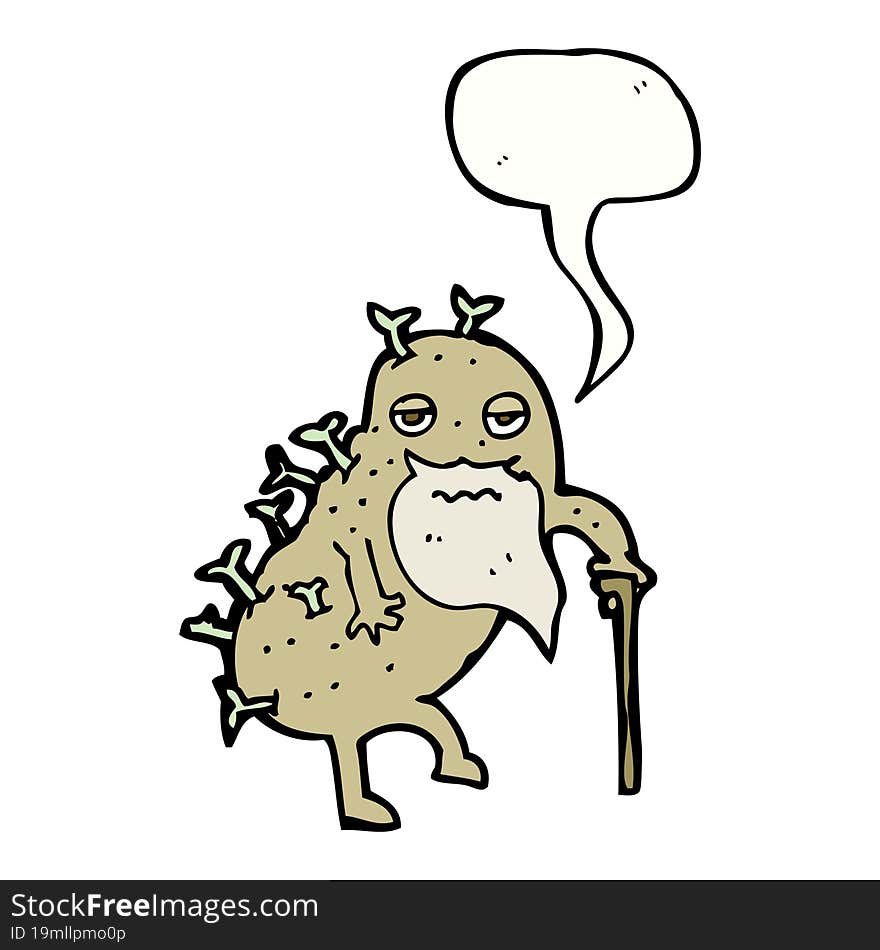 Cartoon Old Potato With Speech Bubble