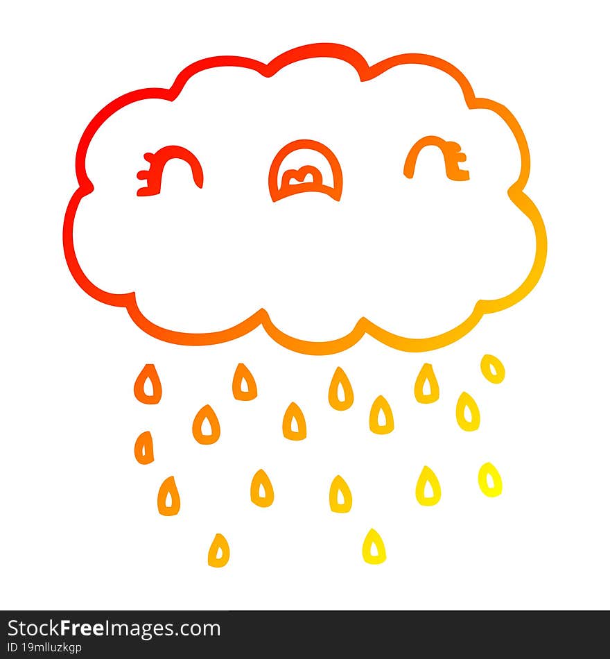 warm gradient line drawing cute cartoon cloud