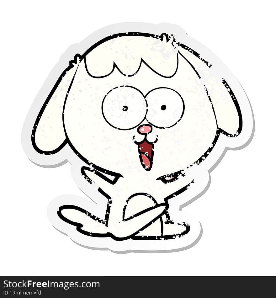 Distressed Sticker Of A Cute Cartoon Dog