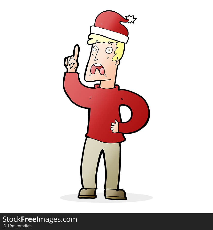 cartoon man ready for christmas