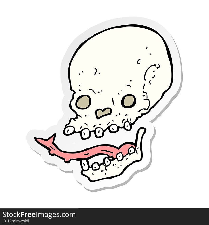 sticker of a cartoon spooky skull