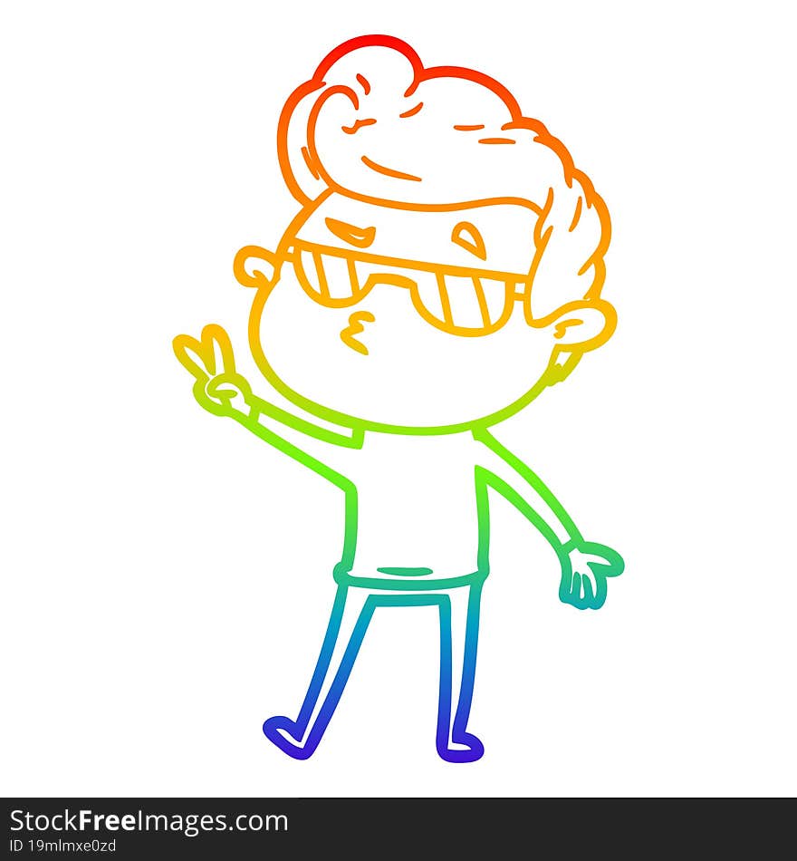 rainbow gradient line drawing cartoon cool guy