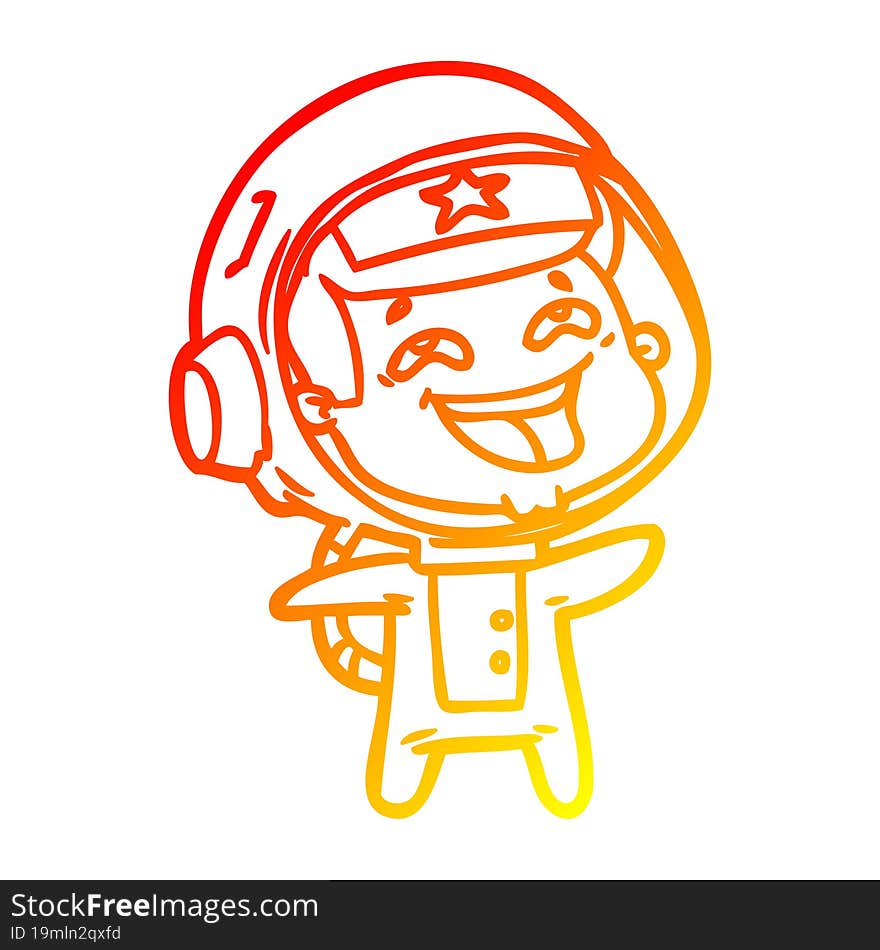 warm gradient line drawing cartoon laughing astronaut