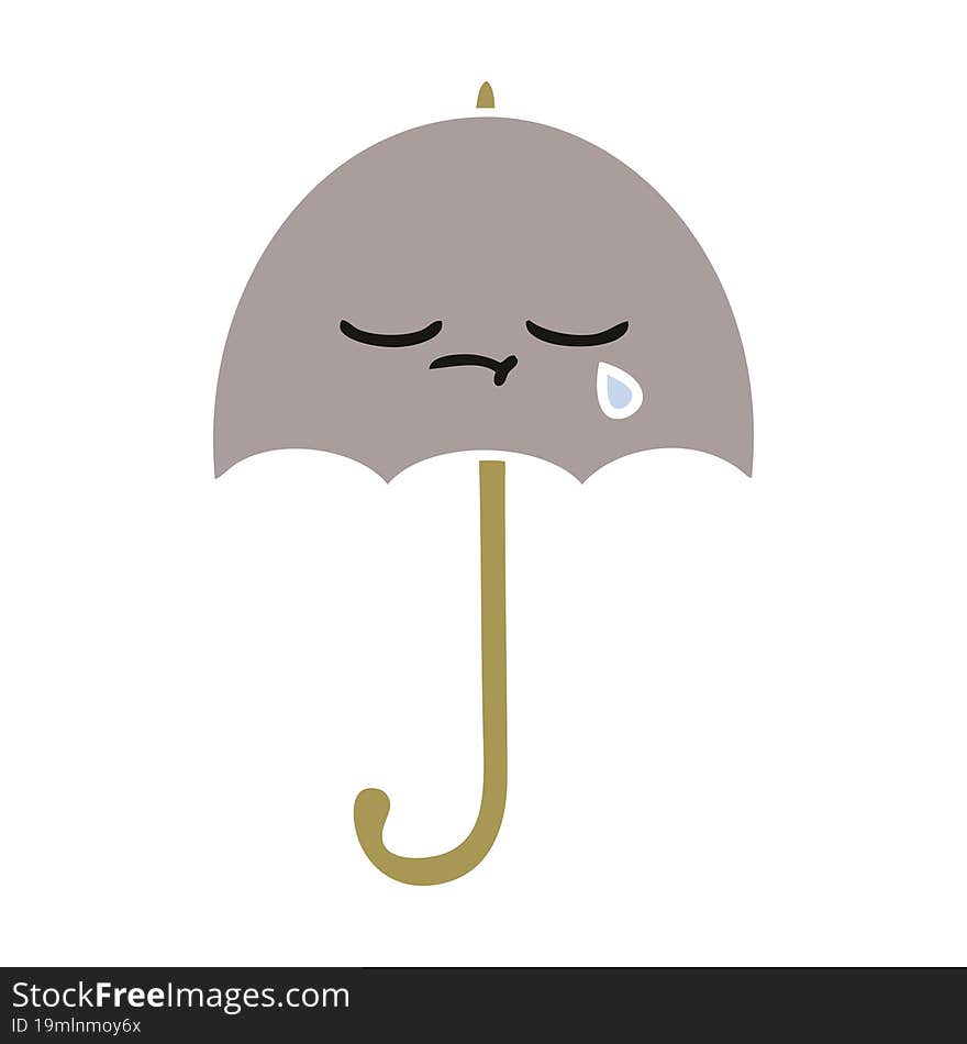 flat color retro cartoon umbrella