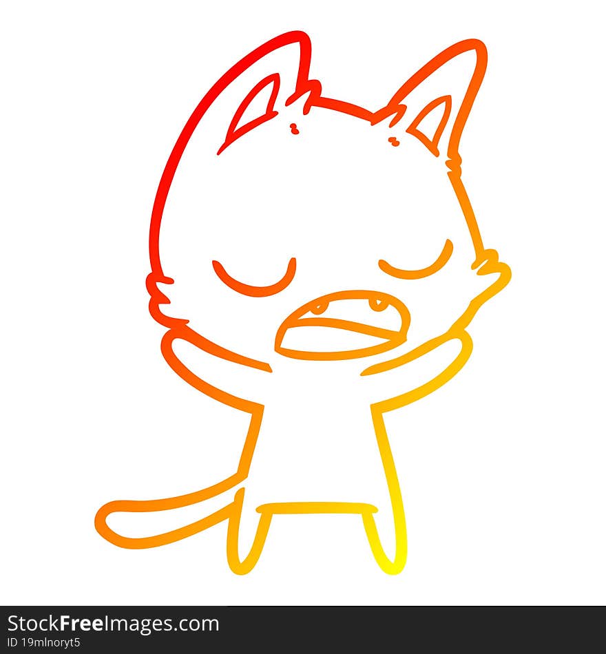 warm gradient line drawing talking cat cartoon