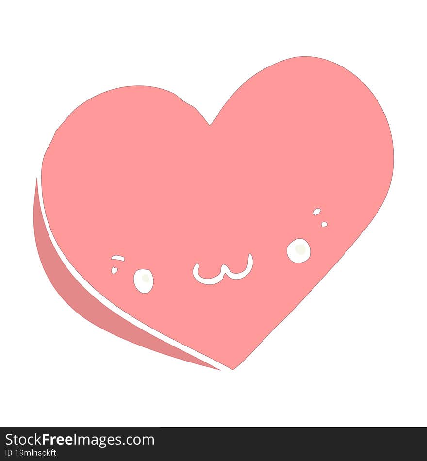 flat color style cartoon love heart with face