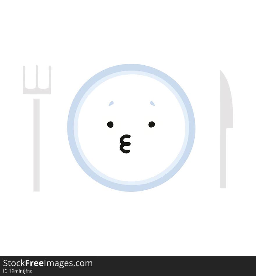 flat color retro cartoon of a dinner plate