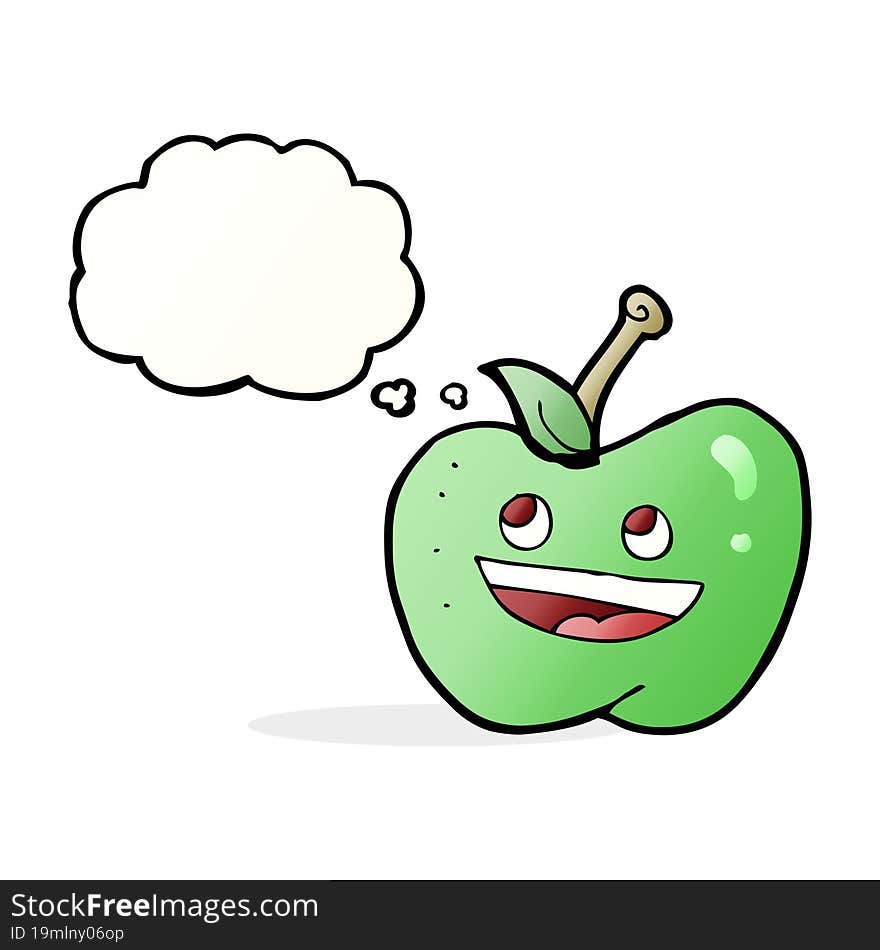 cartoon apple with thought bubble