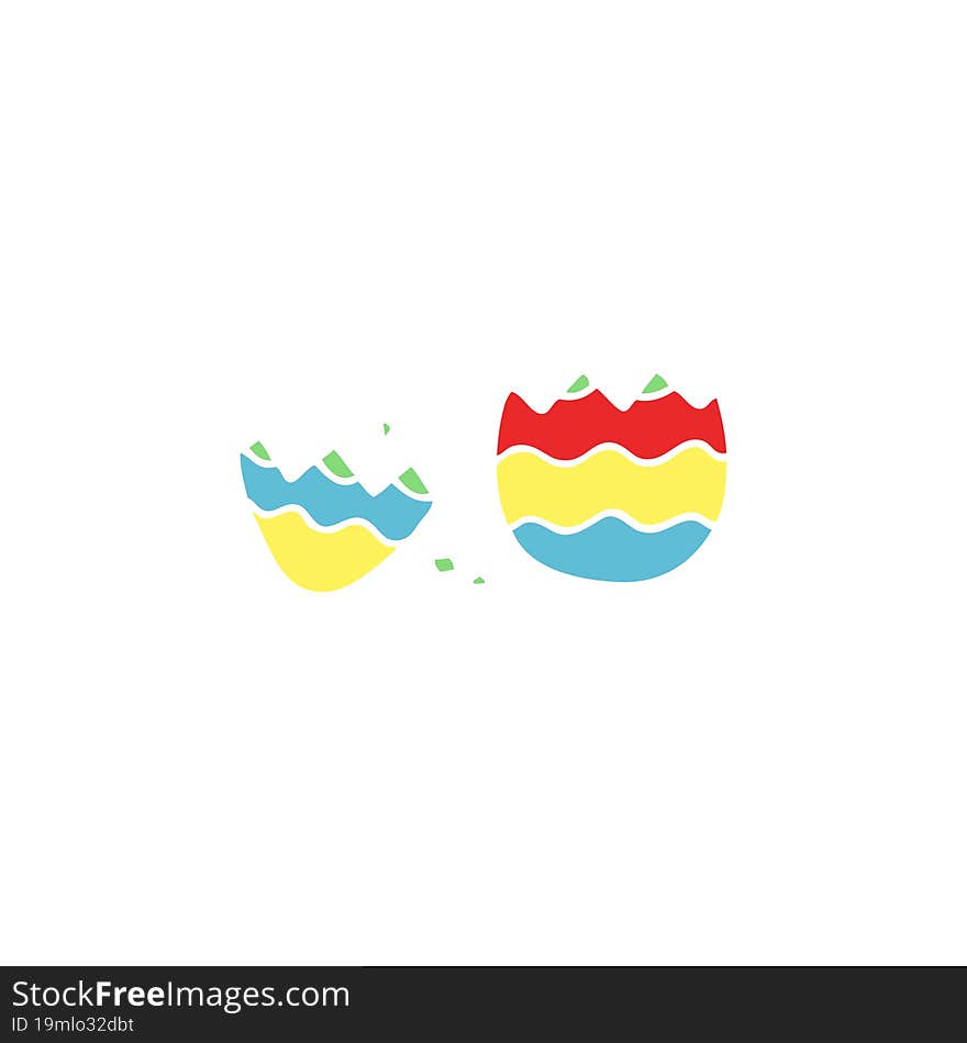 Flat Color Style Cartoon Cracked Painted Easter Egg