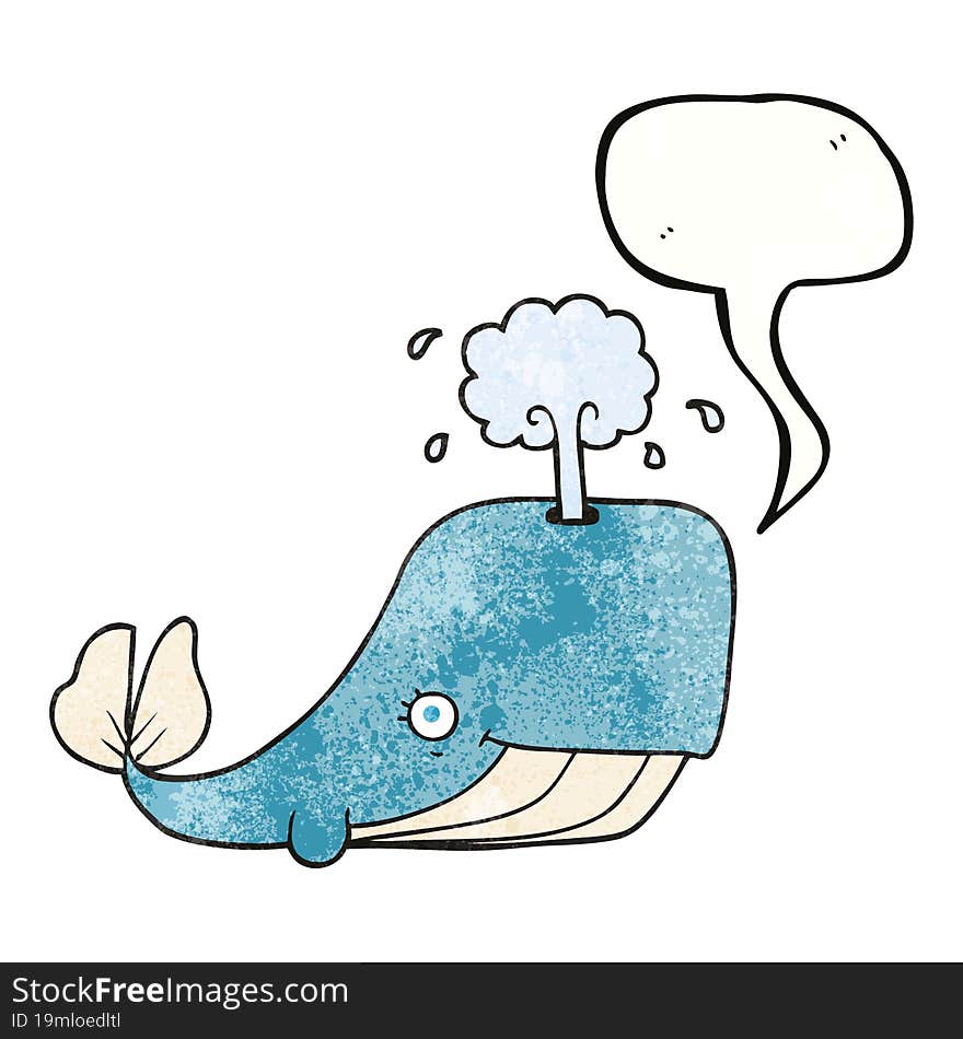 speech bubble textured cartoon whale spouting water