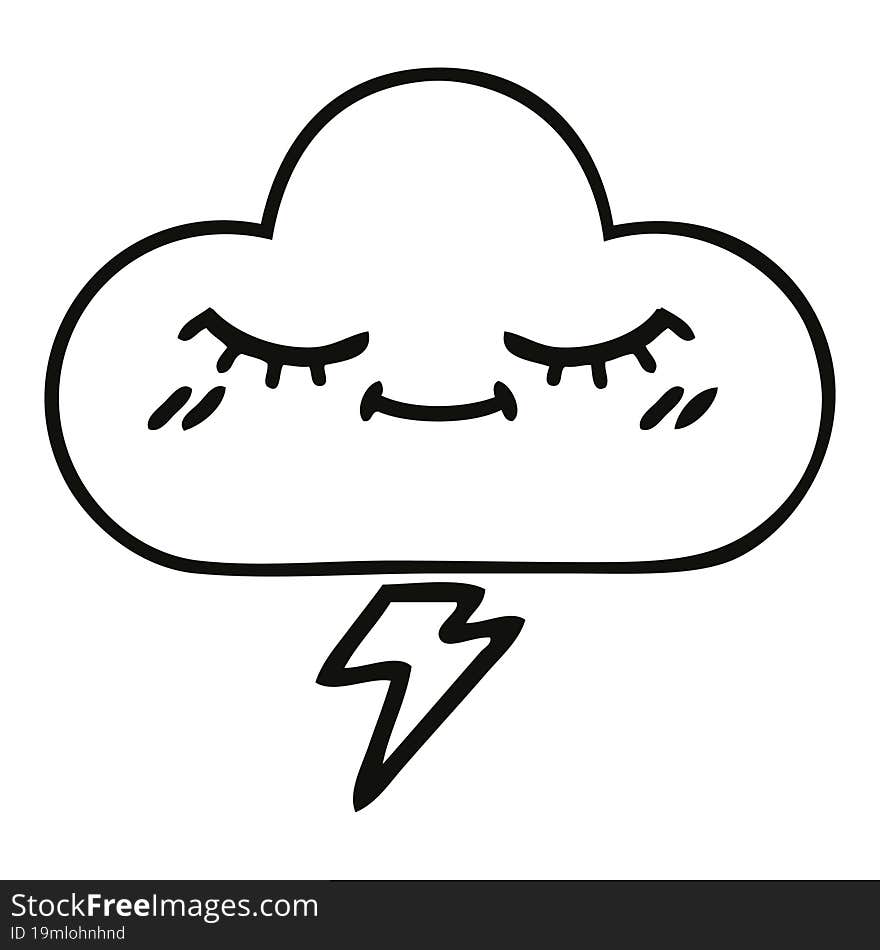 line drawing cartoon of a storm cloud