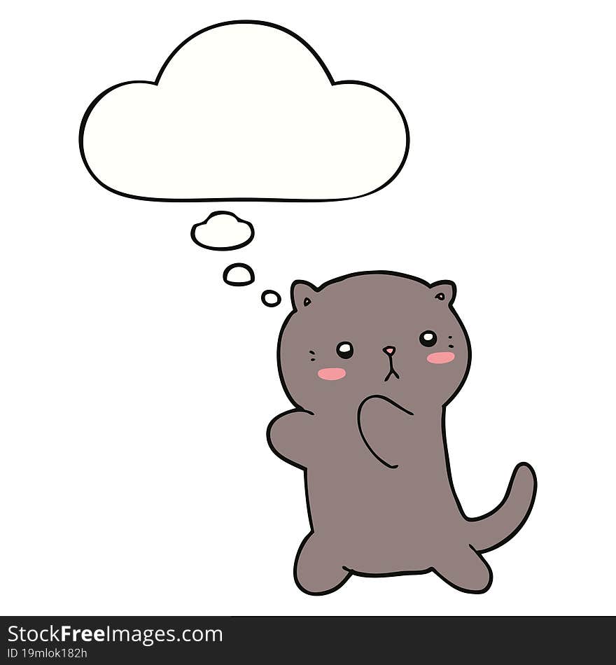 cute cartoon cat and thought bubble