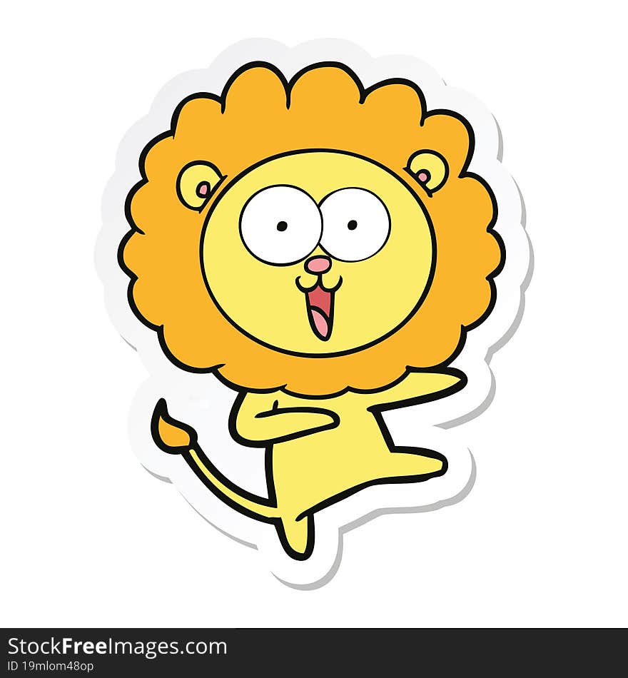 sticker of a happy cartoon lion