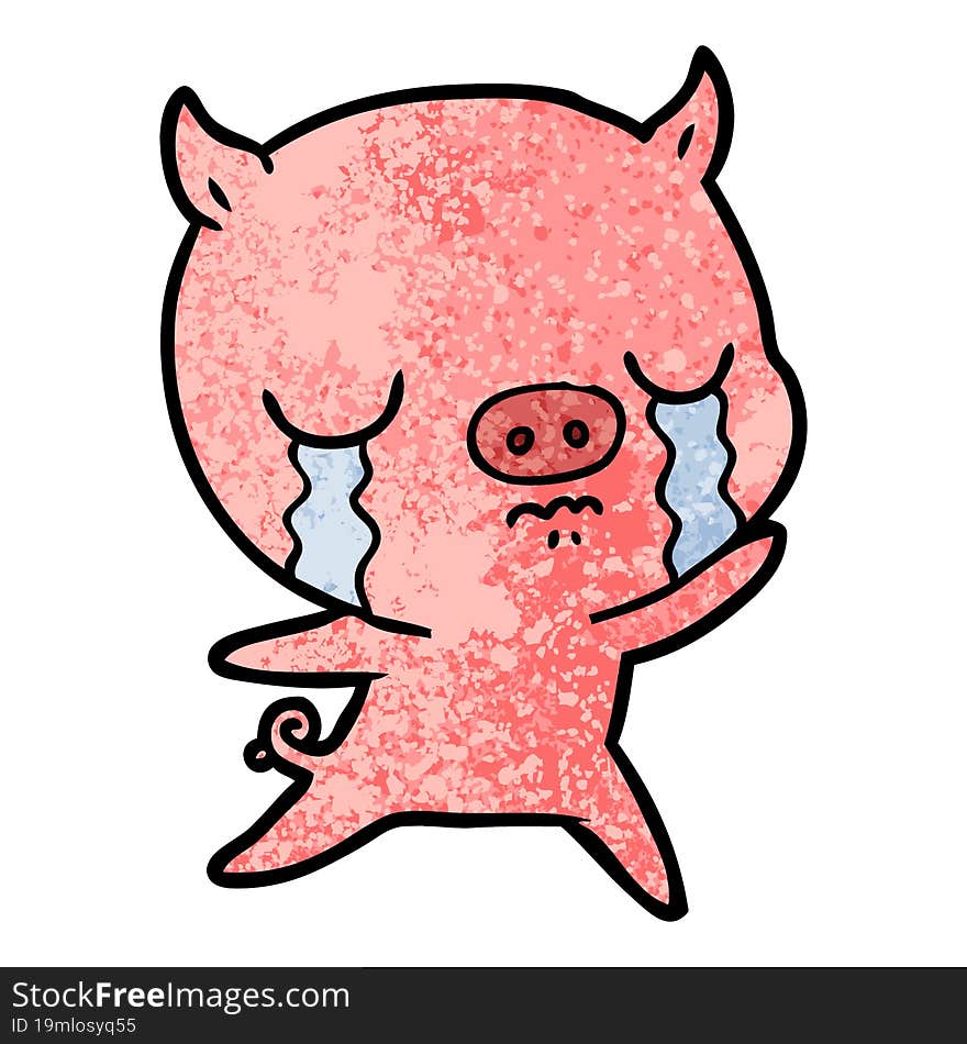 cartoon pig crying. cartoon pig crying