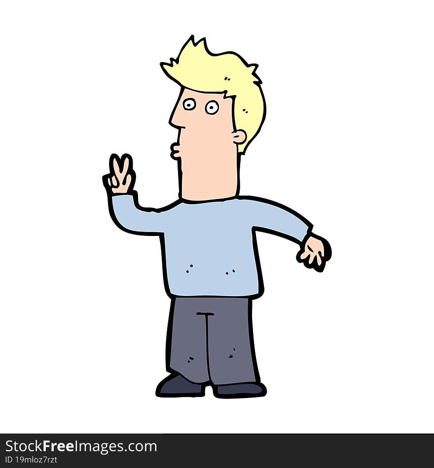 cartoon man signaling with hand