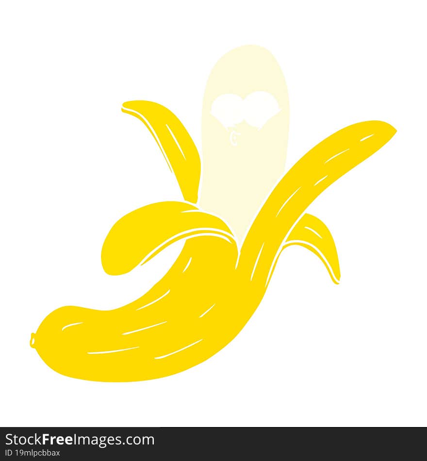 flat color style cartoon banana with face