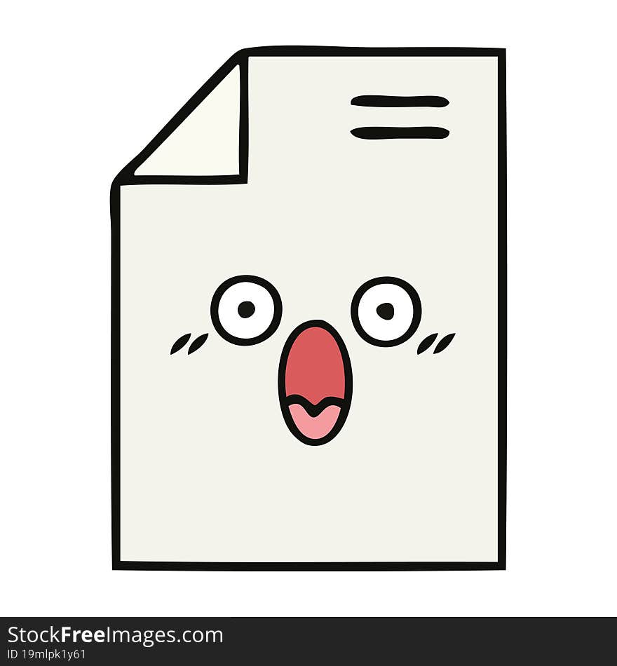 cute cartoon of a sheet of paper. cute cartoon of a sheet of paper