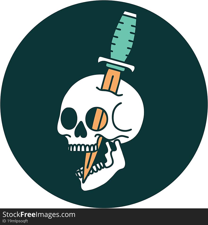 tattoo style icon of a skull and dagger