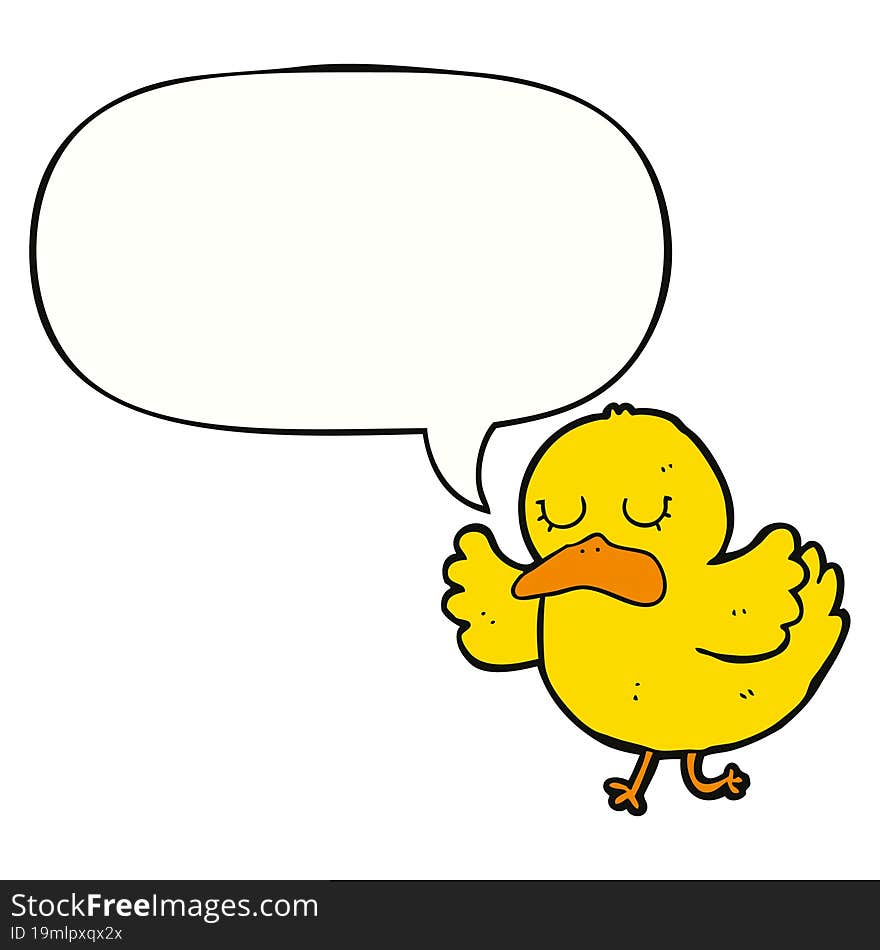 Cartoon Duck And Speech Bubble