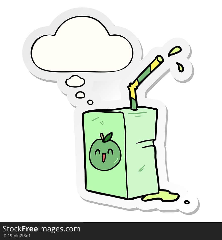 cartoon juice box with thought bubble as a printed sticker