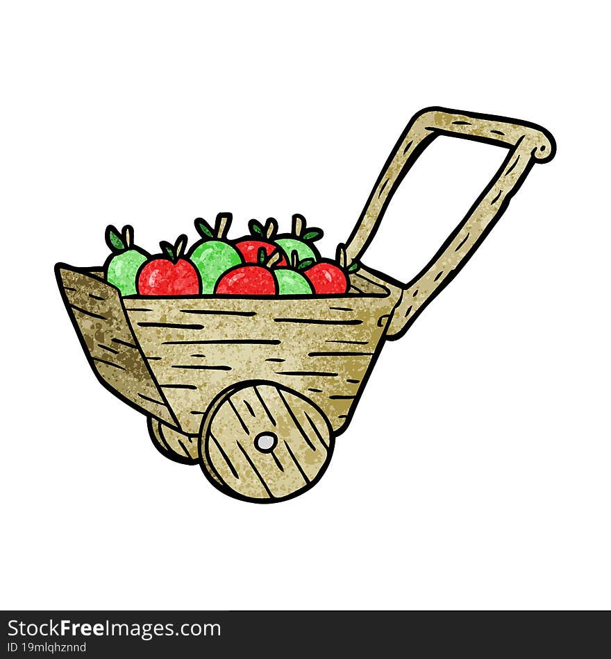 cartoon cart full of fresh apples. cartoon cart full of fresh apples