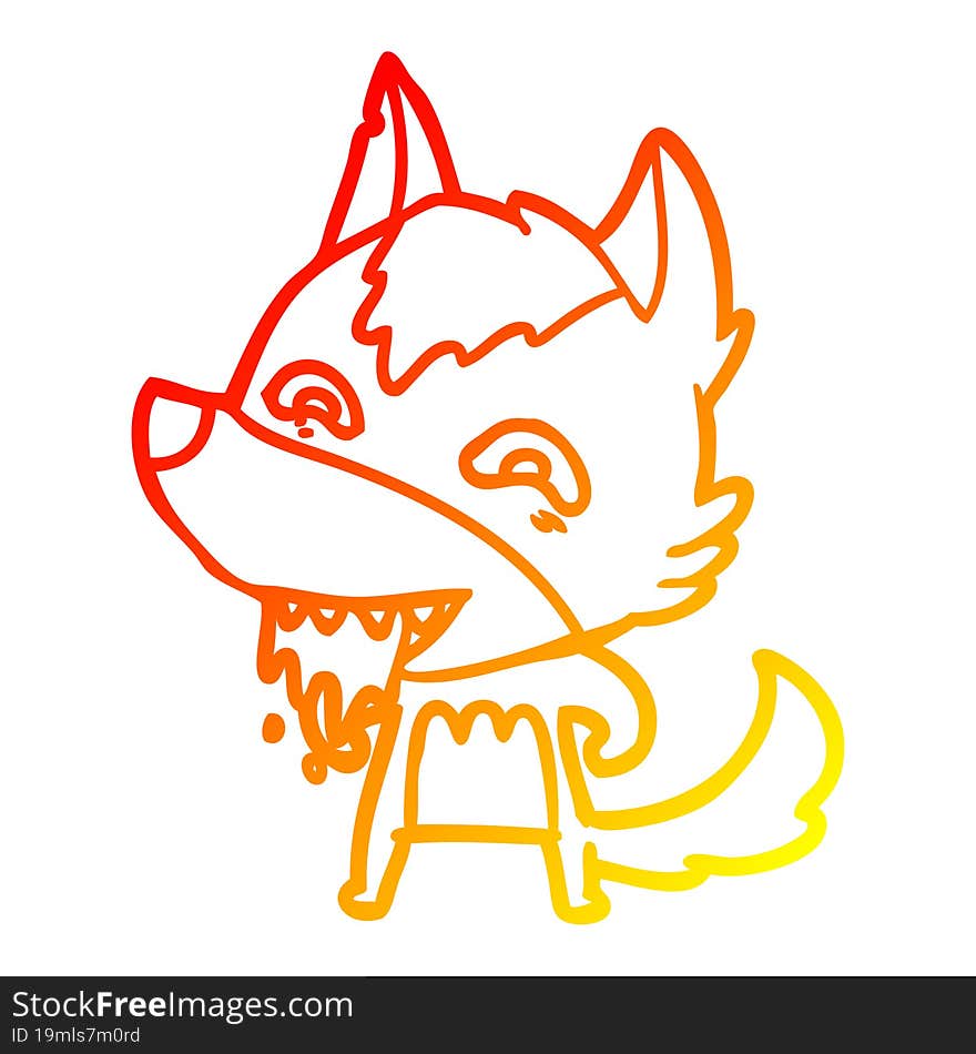 warm gradient line drawing cartoon hungry wolf