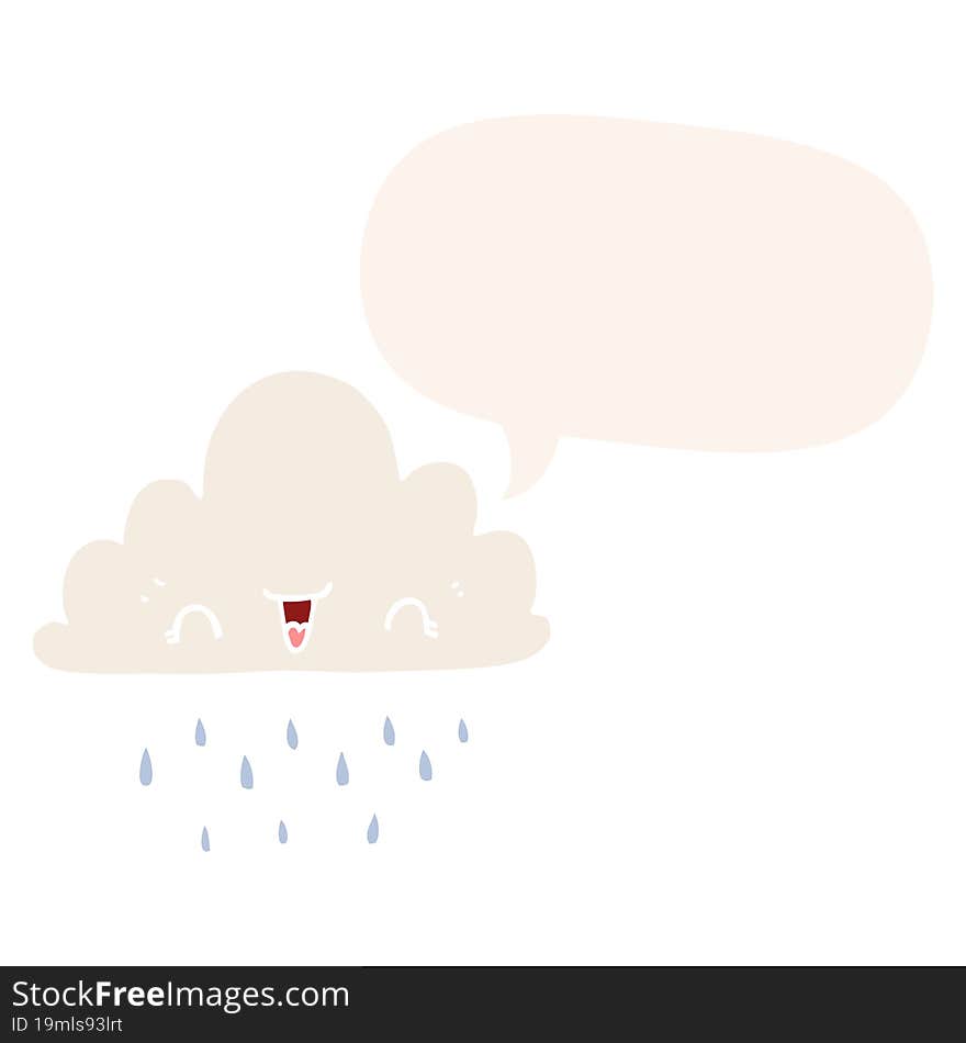 cartoon storm cloud and speech bubble in retro style