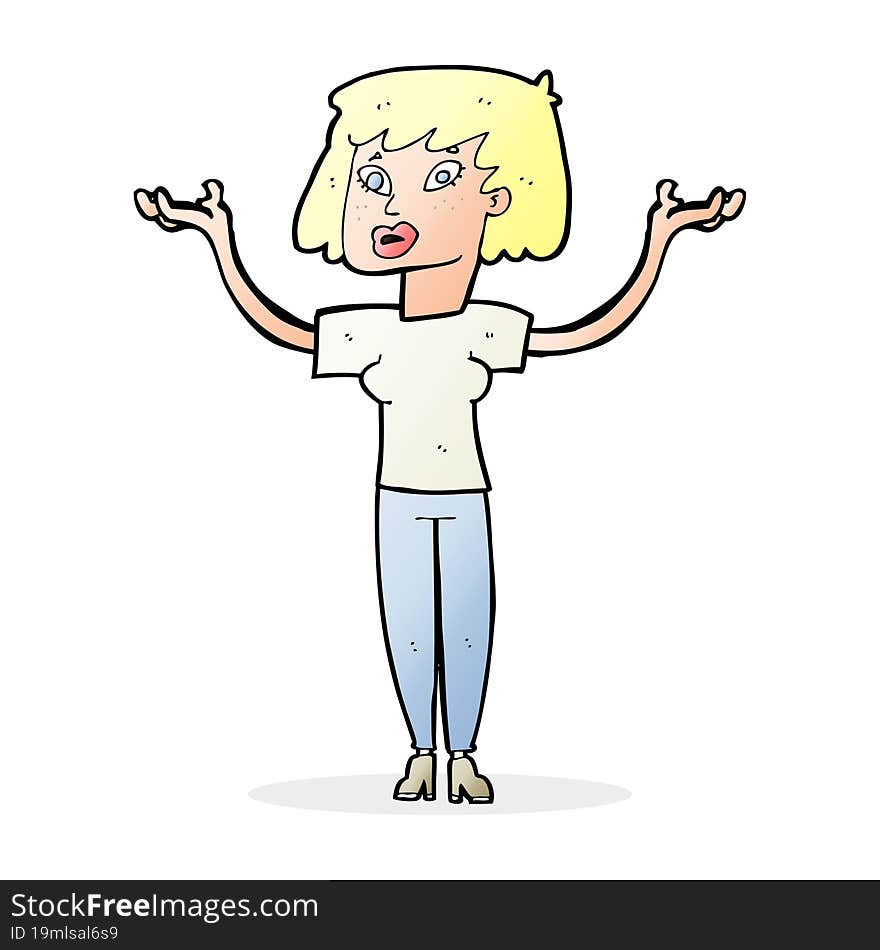 cartoon woman holding up hands