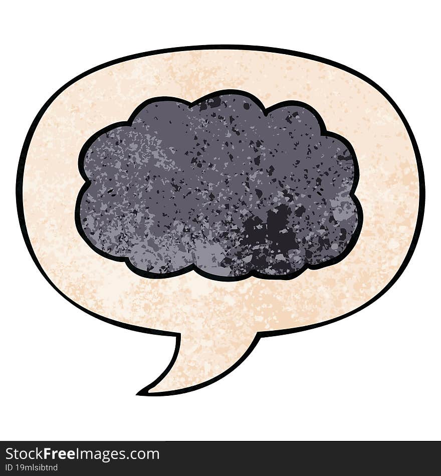 cartoon cloud and speech bubble in retro texture style