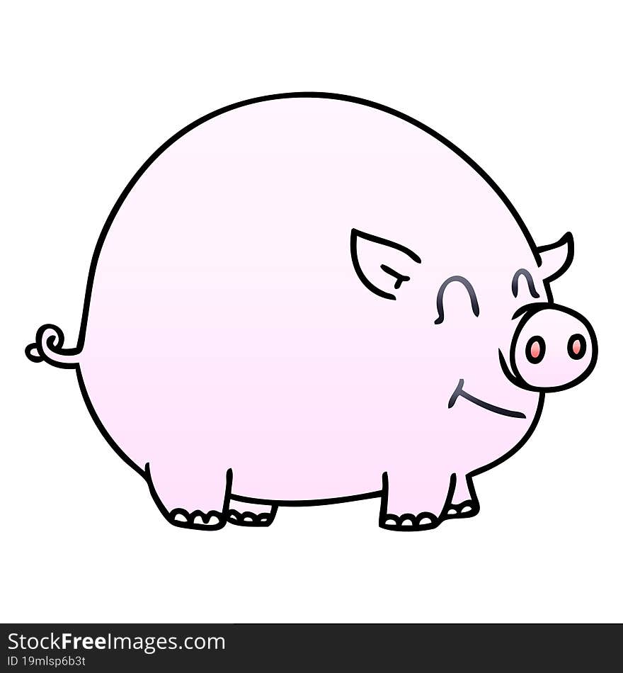 Quirky Gradient Shaded Cartoon Pig