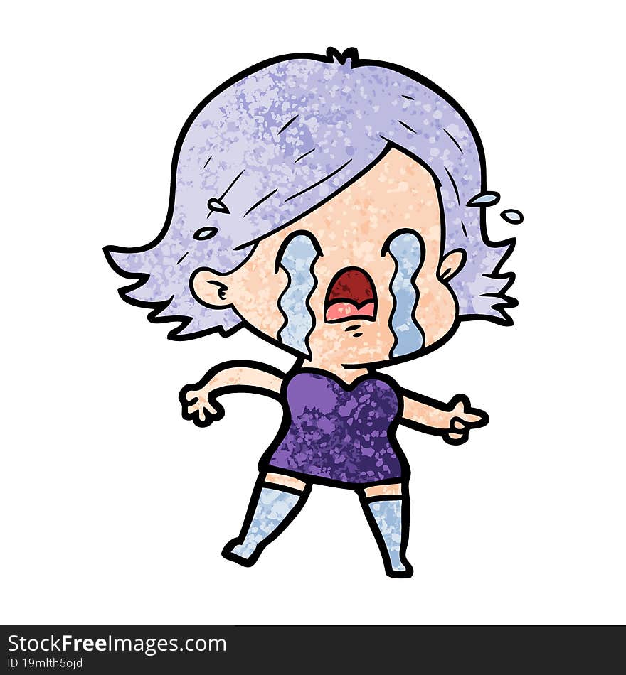 cartoon woman crying. cartoon woman crying