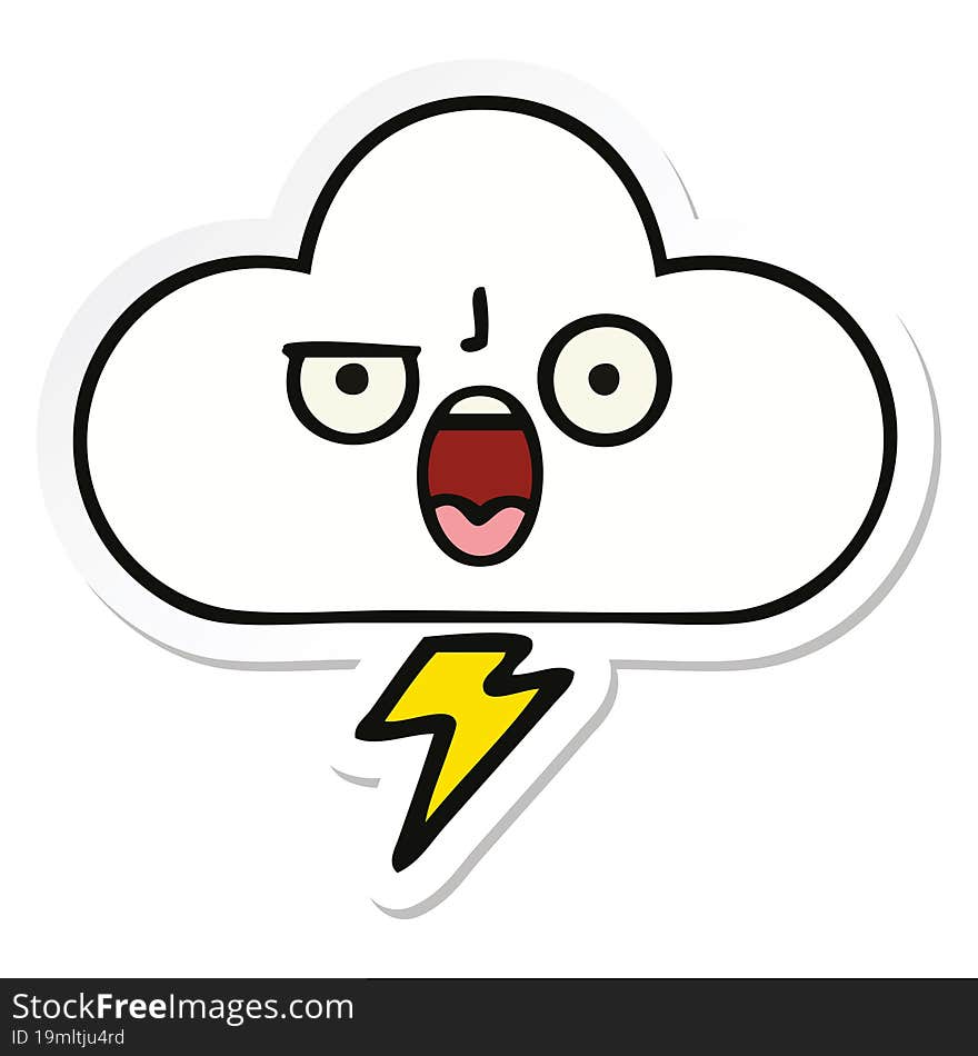 sticker of a cute cartoon storm cloud