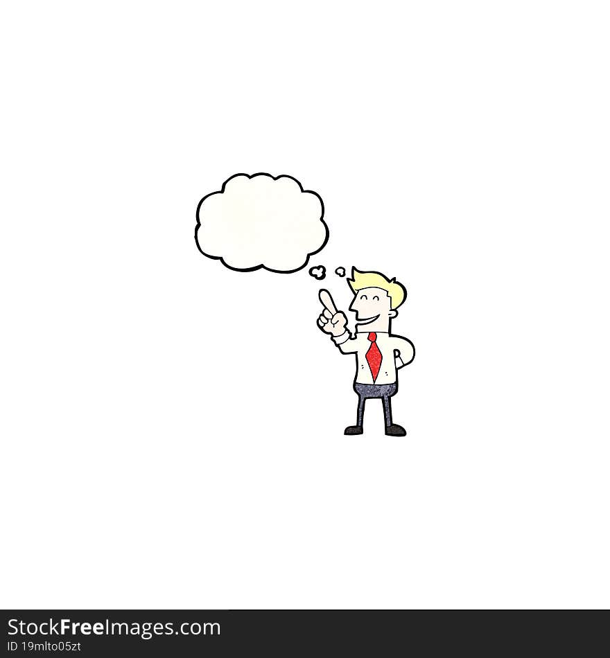 cartoon man in shirt and tie with idea