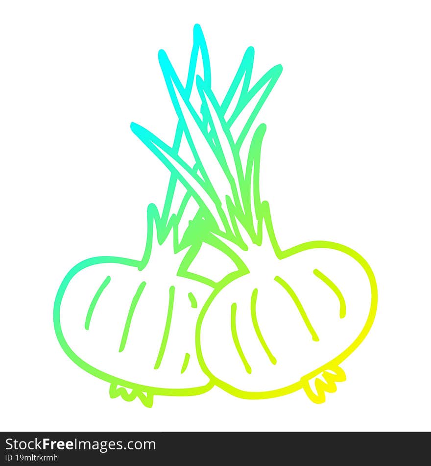 cold gradient line drawing of a cartoon brown onions