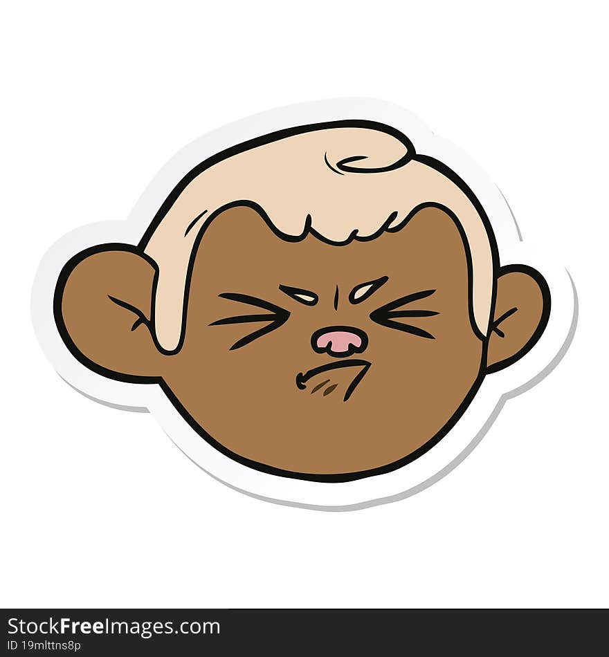 sticker of a cartoon monkey face