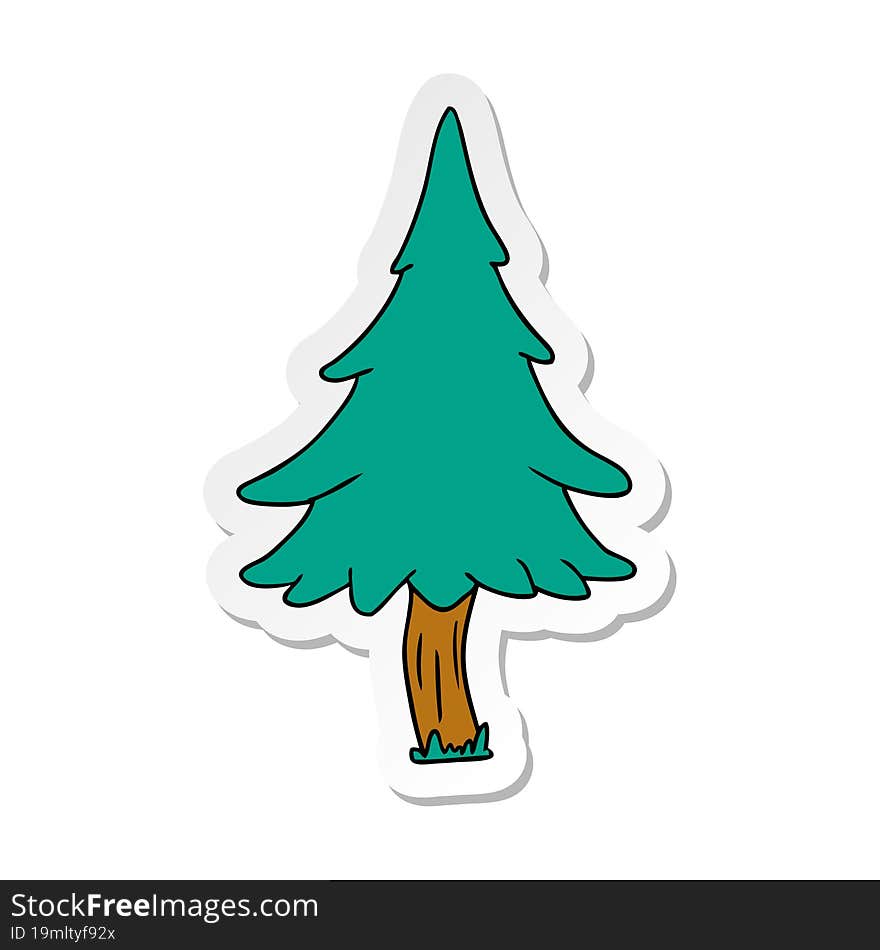 sticker cartoon doodle of woodland pine trees