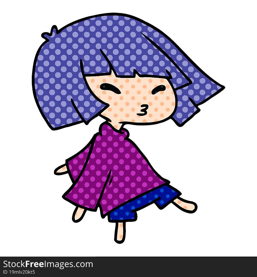 cartoon illustration of a cute kawaii girl. cartoon illustration of a cute kawaii girl