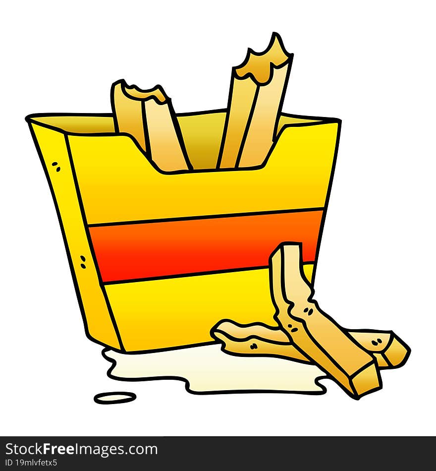 quirky gradient shaded cartoon french fries