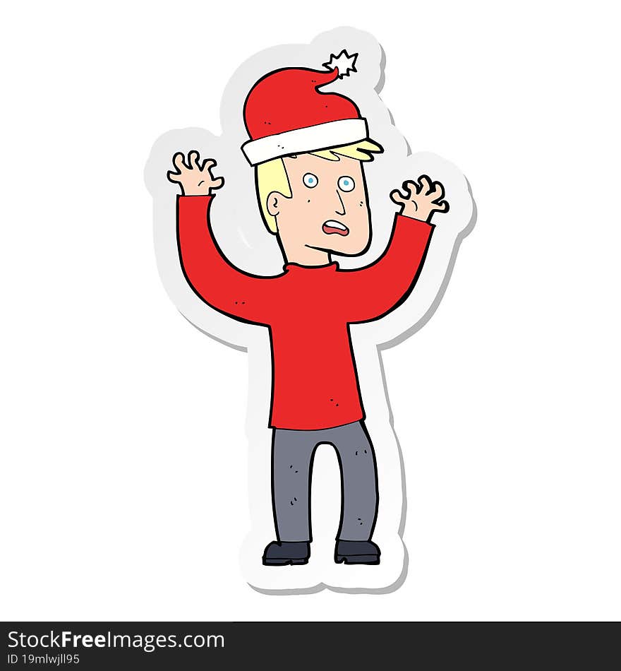 sticker of a cartoon man ready for christmas