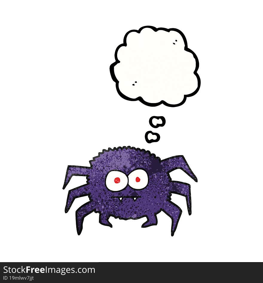 freehand drawn thought bubble textured cartoon spider