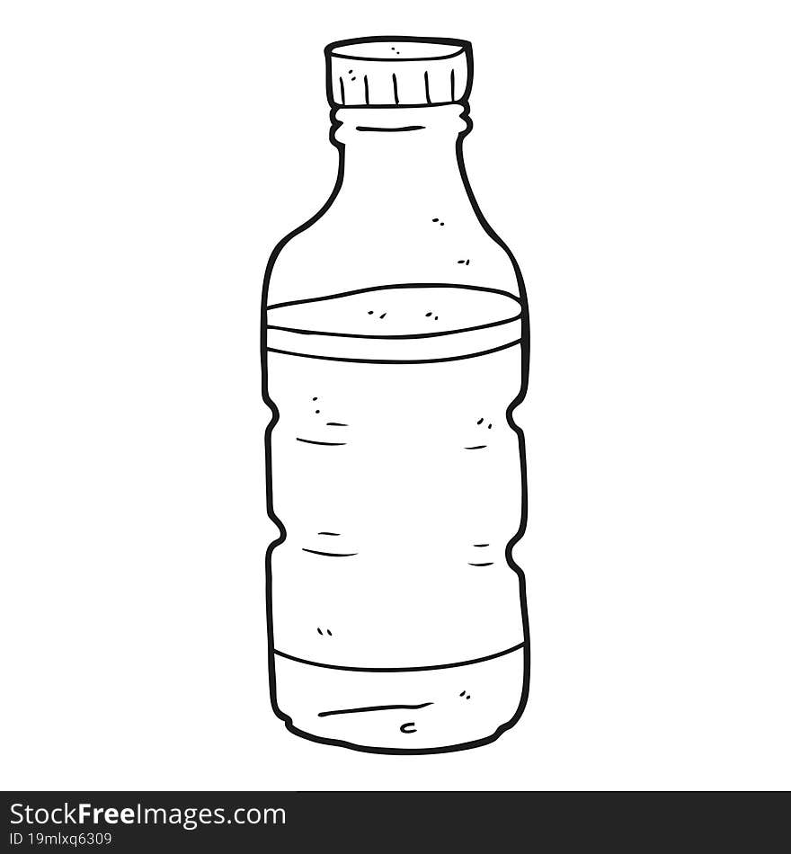 black and white cartoon water bottle